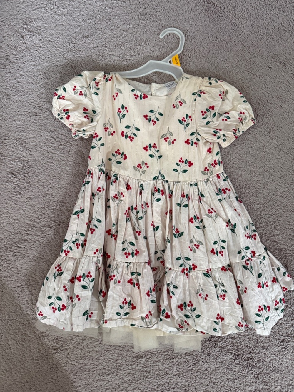 Carter's Cream Dress with Red Cherry Print